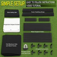 Golf Simulator Enclosure Kit 10 X 8 Ft with 4K-Ready Impact Screen