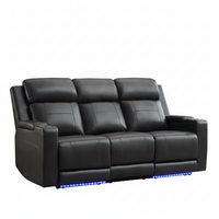 Home Theater Reclining Sofa Built for Entertainment, Power Headrest, LED Lighting, USB Charging Ports