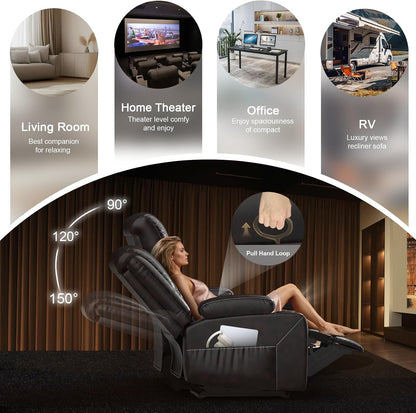 3 Seater Reclining Sofa, Recliner Sofa with Liftable Console (Pu, Brown)