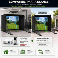 Golf Simulator Enclosure 10.7X8X5Ft & 8.5X8.5X5Ft Golf Simulators for Home