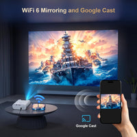 4K-Projector with Googie TV,  2500 ANSI Projector with Wifi and Bluetooth, Built-In Official Apps, Googie Voice, Doiby Audio, HDMI ARC CEC Native 1080P Movie Projector (White)
