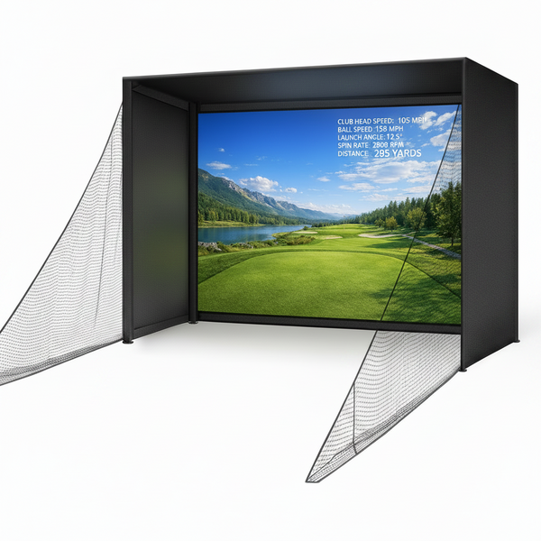 Golf Simulator Enclosure Built for High Impact Practice, 4K Ready Screen, 10x8 Ft Size, Tool Free Assembly