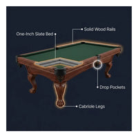 Pool Table Built for Championship Play, 1-Inch Slate Bed, Solid Wood Frame, Wool Blend Surface — How It Works