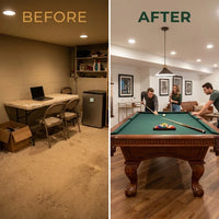 Pool Table Built for Championship Play, 1-Inch Slate Bed, Solid Wood Frame, Wool Blend Surface — Before & After